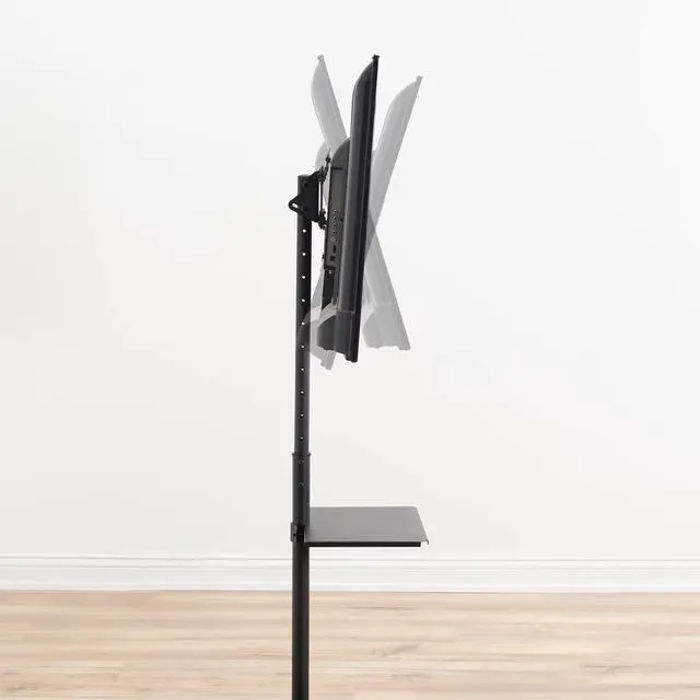 Alt view image 5 of 7 - Black TV Floor Stand w/Shelf for 13 to 50 inch Screens, STAND-TV07-S | Adjustable TV Stand with Storage for LCD LED OLED 4K Smart Flat and Curved Monitor Panels, Max VESA 200x200, Holds 44 lbs