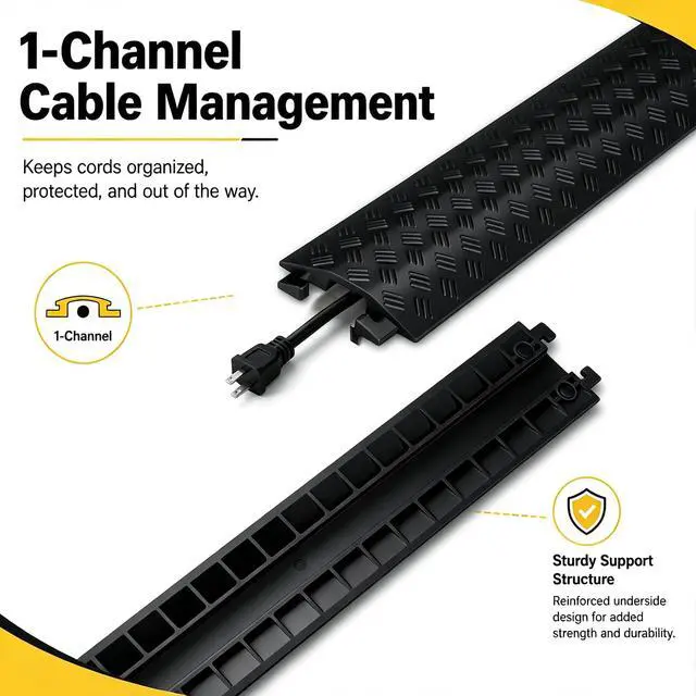 Alt view image 2 of 7 - 2-Pack 40.5" Cable Ramp 1-Channel, 2000 lbs, Black | Heavy Duty Cord Ramp, Drop Over Hose & Cord Protector for Indoor Outdoor High Traffic Areas, All-Weather Use