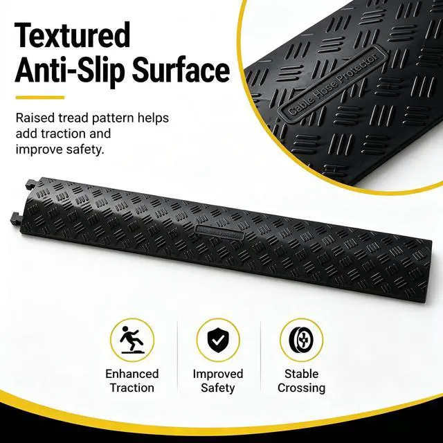 Alt view image 3 of 7 - 2-Pack 40.5" Cable Ramp 1-Channel, 2000 lbs, Black | Heavy Duty Cord Ramp, Drop Over Hose & Cord Protector for Indoor Outdoor High Traffic Areas, All-Weather Use