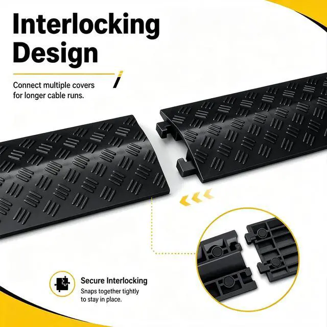 Alt view image 5 of 7 - 2-Pack 40.5" Cable Ramp 1-Channel, 2000 lbs, Black | Heavy Duty Cord Ramp, Drop Over Hose & Cord Protector for Indoor Outdoor High Traffic Areas, All-Weather Use