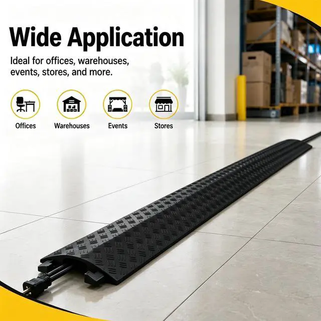 Alt view image 7 of 7 - 2-Pack 40.5" Cable Ramp 1-Channel, 2000 lbs, Black | Heavy Duty Cord Ramp, Drop Over Hose & Cord Protector for Indoor Outdoor High Traffic Areas, All-Weather Use