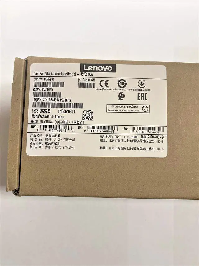 Alt view image 2 of 4 - 90W Slim Tip Ac Adapter (0B46994, ADLX90NLC2A, Original Packaging) USA 2 Pin Power Cord Included, Black