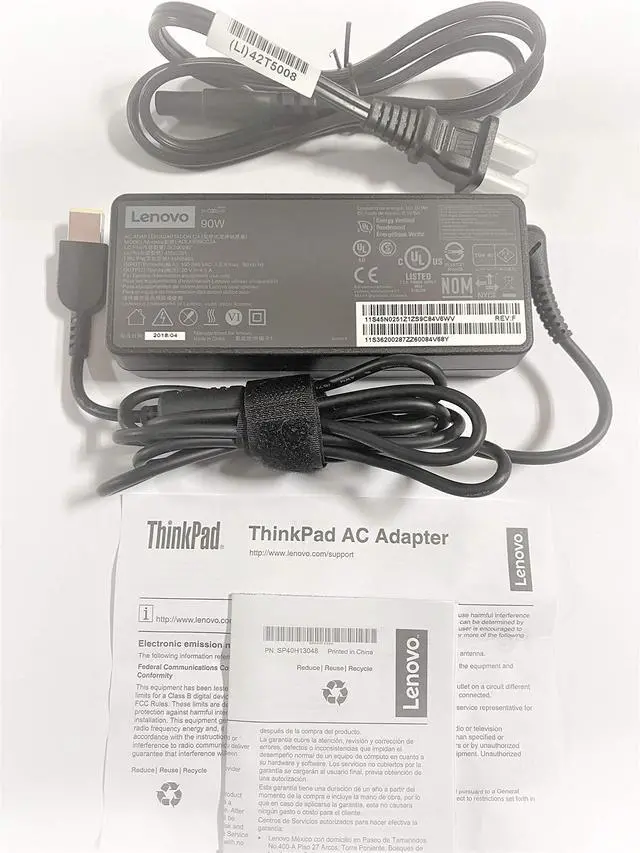 Main image of 90W Slim Tip Ac Adapter (0B46994, ADLX90NLC2A, Original Packaging) USA 2 Pin Power Cord Included, Black