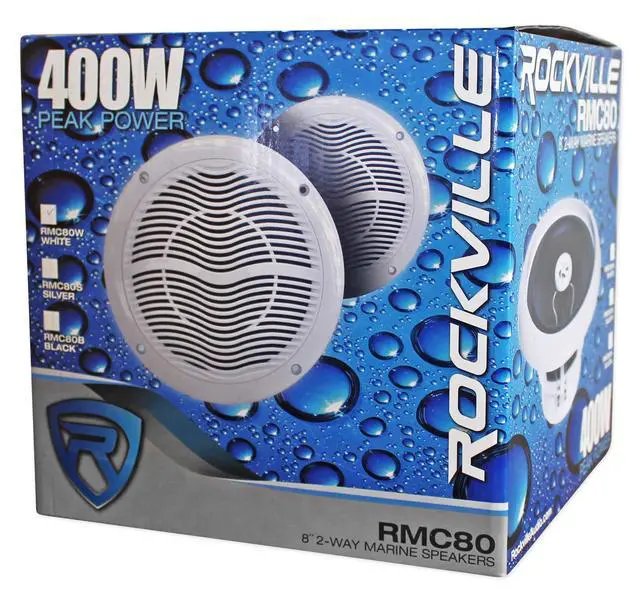 Alt view image 7 of 7 - Pair RMC80W 8" 800W Marine Boat Speakers, 4 Ohm, Waterproof, UV-Resistant, Clear Sound, Durable Build for Boating and Outdoor Audio