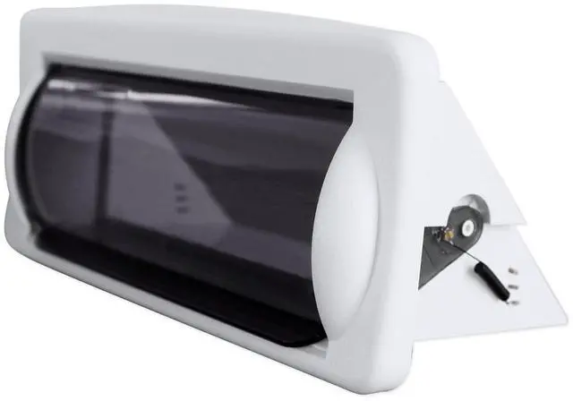Main image of RWSG4W White Universal Marine/Boat Receiver Splash Guard Housing | Fits 1 DIN Head Units, UV-Resistant ABS, Spring Loaded Flip Door, Stainless Steel Hardware, EVA Foam Gasket, Waterproof