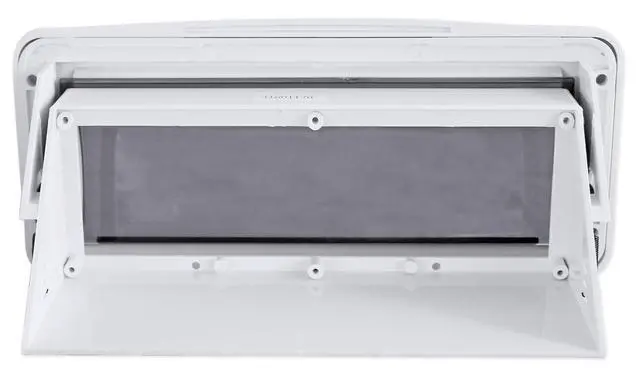 Alt view image 5 of 6 - RWSG4W White Universal Marine/Boat Receiver Splash Guard Housing | Fits 1 DIN Head Units, UV-Resistant ABS, Spring Loaded Flip Door, Stainless Steel Hardware, EVA Foam Gasket, Waterproof