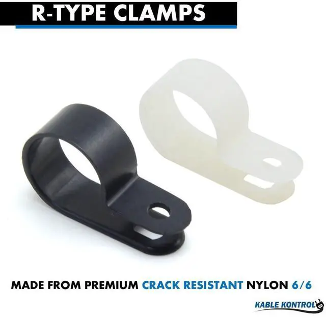 Alt view image 3 of 7 - Nylon Cable Clamps RType 1-1/4 Diameter 100 Pcs - Nylon 6-6 Screw Mount Wire Clamps Cord Clips Mounting Fastener Clips Cord Clamp for Industrial & Automotive Use - White/Natural