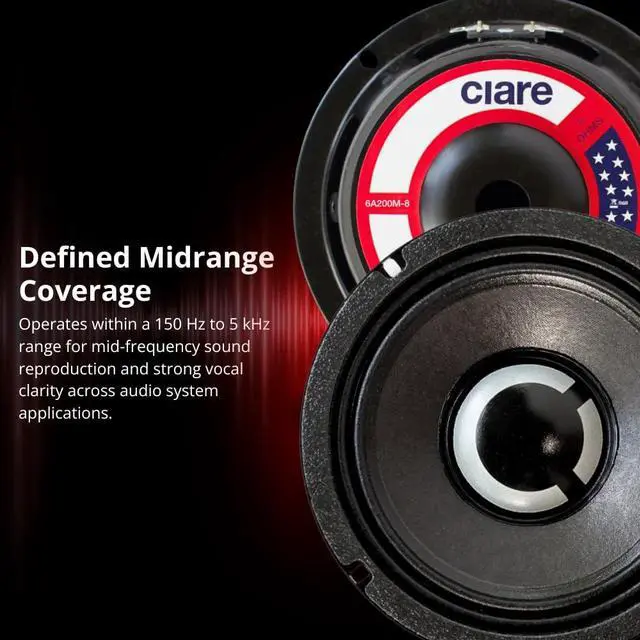 Alt view image 5 of 7 - Americano 6A200M-8, 6.5 Midrange Speaker 8 Ohm, 200W Midrange Driver, 1.5 Voice Coil, Vented Steel Basket, Water & UV Resistant Cone, Mobile & Pro Audio, USA Made