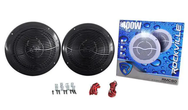 Alt view image 2 of 7 - Pair RMC80B 800W 8" Black Marine Boat Speakers, 2-Way, Waterproof, High-Fidelity Sound, Durable Build for Marine and Outdoor Use
