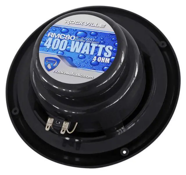 Alt view image 6 of 7 - Pair RMC80B 800W 8" Black Marine Boat Speakers, 2-Way, Waterproof, High-Fidelity Sound, Durable Build for Marine and Outdoor Use