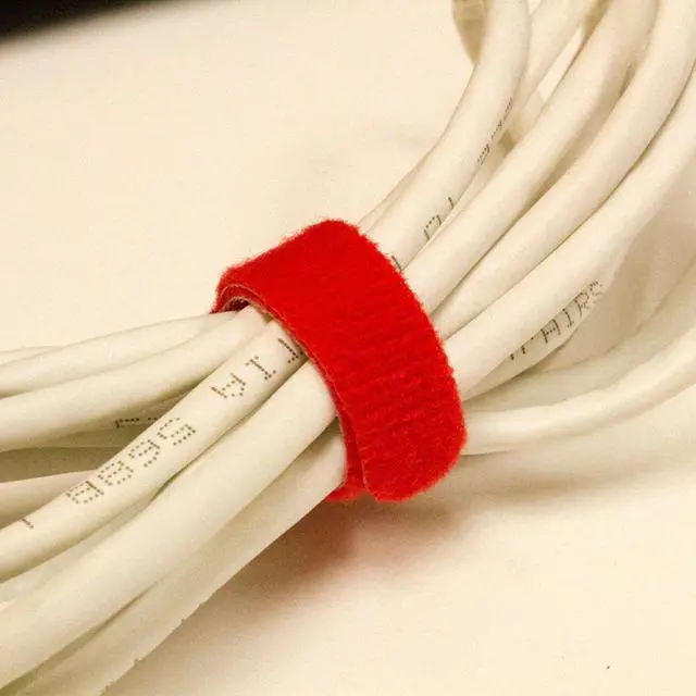 Alt view image 5 of 5 - 9.5 Inch Hook and Loop Reusable Strap Cable Cord Wire Ties 50 Pack Red