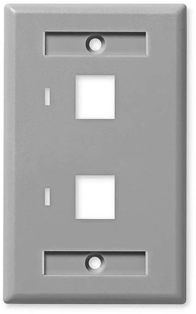Main image of Keystone Jack Wall Plate 2-Port, Low Profile, Single Gang, Gray, 10-Pack