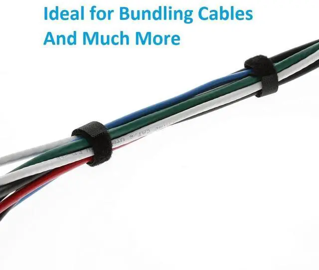 Alt view image 3 of 4 - 9 Inch (100-pack) Hook and Loop Self Gripping Fastening Cable Ties 1/2" Width - Multipurpose Microfiber Cloth Cable Organizer Self Adesive Pre-Cut Straps