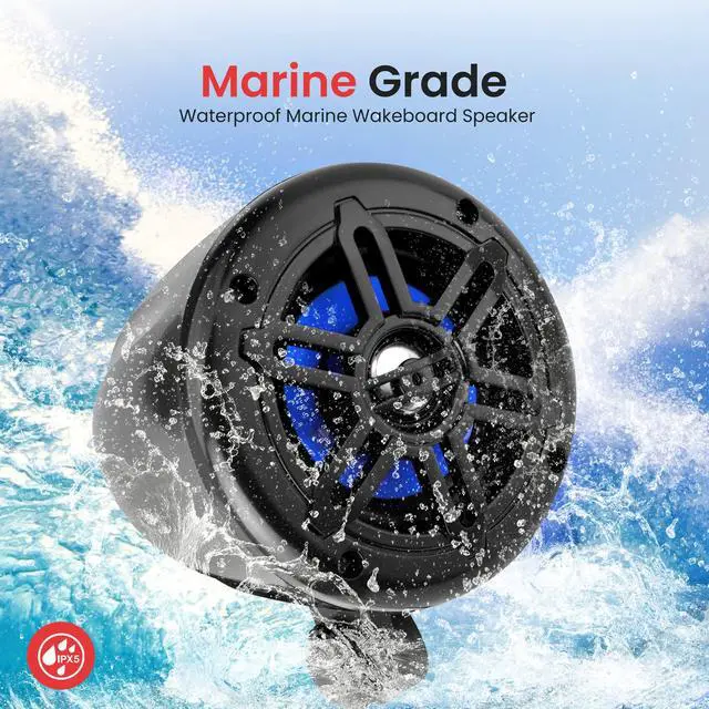 Alt view image 4 of 7 - 4 Waterproof Off-Road Speakers - 150W 2-Way Marine Woofer Sound System w/ 360° Rotatable Bracket, Full Range Outdoor Audio Stereo Speaker for Motorcycle ATV Jeep Boat, Includes Brackets (Black)