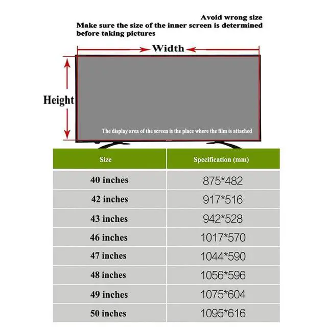 Alt view image 3 of 6 - 40-50 Inch Anti-Glare TV Screen Protector, Indoor & Outdoor Matte Anti Blue Light Protection Film for LCD, LED, 4K OLED & QLED HDTV,43 Inches(942x528mm)