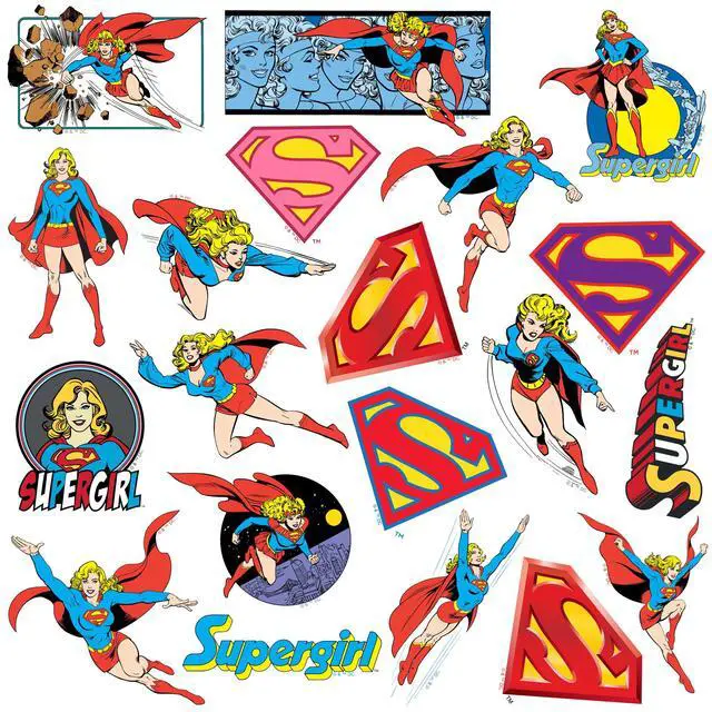 Alt view image 4 of 6 - Supergirl Retro 100 Vinyl Stickers Waterproof Die-Cut Decals Laptop Car