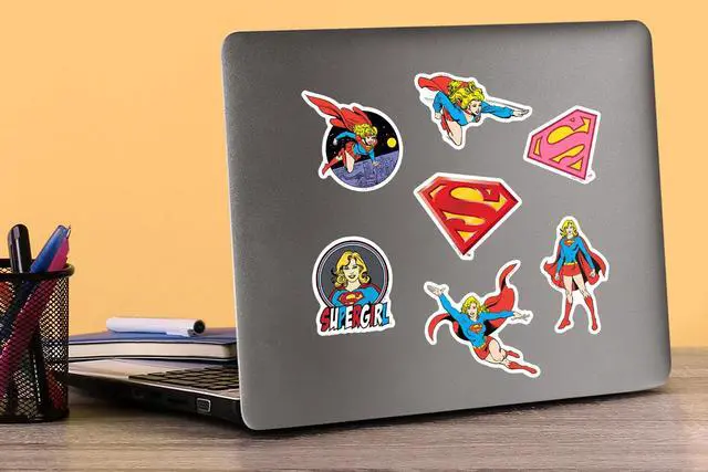Alt view image 5 of 6 - Supergirl Retro 100 Vinyl Stickers Waterproof Die-Cut Decals Laptop Car