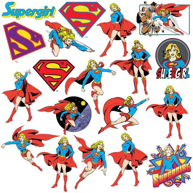 Alt view image 3 of 6 - Supergirl Retro 100 Vinyl Stickers Waterproof Die-Cut Decals Laptop Car