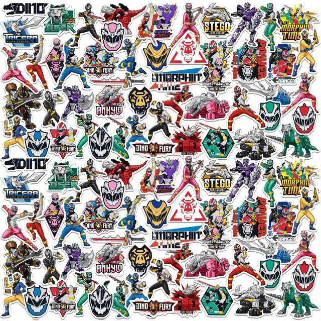 Main image of Power Rangers Dino Fury 100 Vinyl Stickers Waterproof Die-Cut Decals Laptop