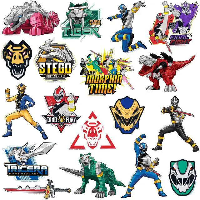 Alt view image 3 of 6 - Power Rangers Dino Fury 100 Vinyl Stickers Waterproof Die-Cut Decals Laptop