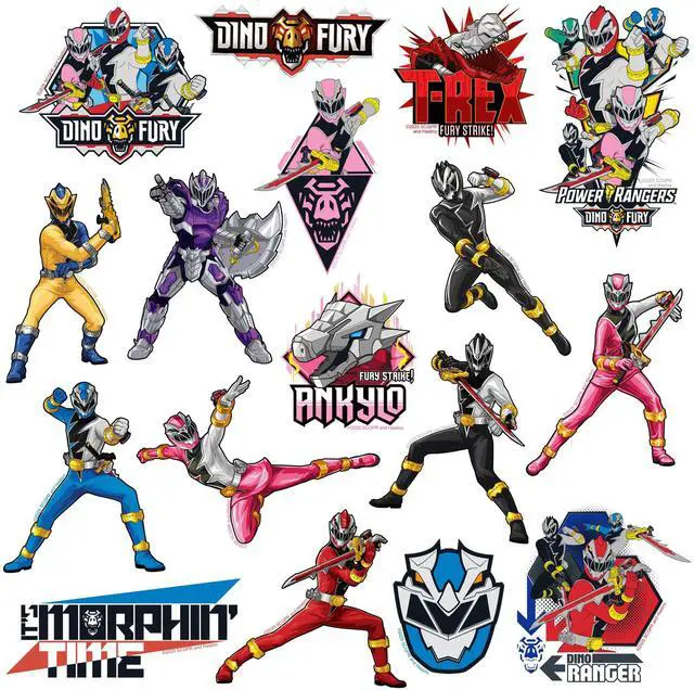 Alt view image 4 of 6 - Power Rangers Dino Fury 100 Vinyl Stickers Waterproof Die-Cut Decals Laptop