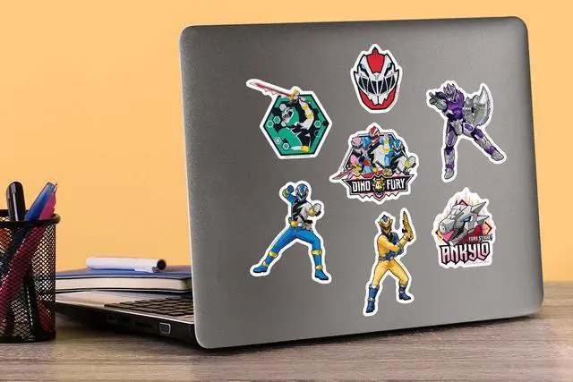 Alt view image 5 of 6 - Power Rangers Dino Fury 100 Vinyl Stickers Waterproof Die-Cut Decals Laptop