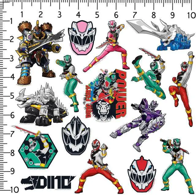 Alt view image 2 of 6 - Power Rangers Dino Fury 100 Vinyl Stickers Waterproof Die-Cut Decals Laptop