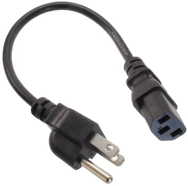 Alt view image 2 of 3 - CablesOnline 1ft. Short 3-Conductor PC Power Cord, 18AWG NEMA 5-15P to IEC-60320-C13 Cable, PC-111