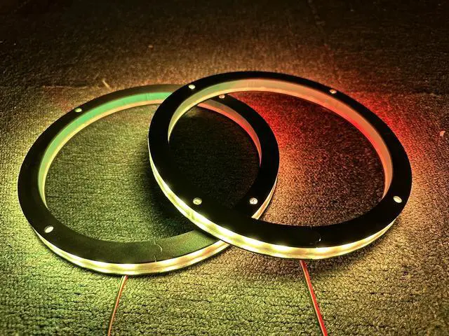 Alt view image 2 of 7 - Sando Tech 2PCS 6.5" Car LED Speaker Ring Lights Million Colors Shift Coaxial Speaker Rings Dream Color Chasing Flow Series + RGB Spacer Ring Light Bluetooth App & Remote Control