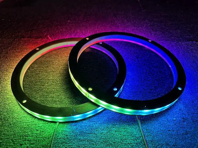 Alt view image 3 of 7 - Sando Tech 2PCS 6.5" Car LED Speaker Ring Lights Million Colors Shift Coaxial Speaker Rings Dream Color Chasing Flow Series + RGB Spacer Ring Light Bluetooth App & Remote Control