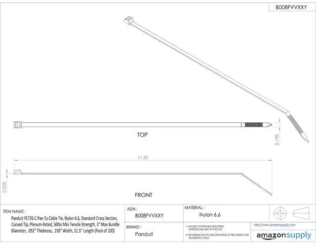 Alt view image 4 of 4 - PLT1S-M Cable Tie, Standard, Nylon 6.6, 4.8-Inch Length, Natural (1,000-Pack)