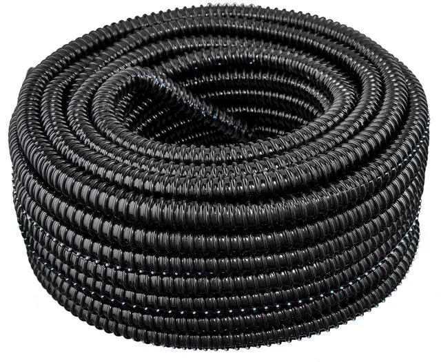 Main image of (1" Dia x 100 ft, Black) Flexible Corrugated PVC Split Tubing and Convoluted Wire Loom