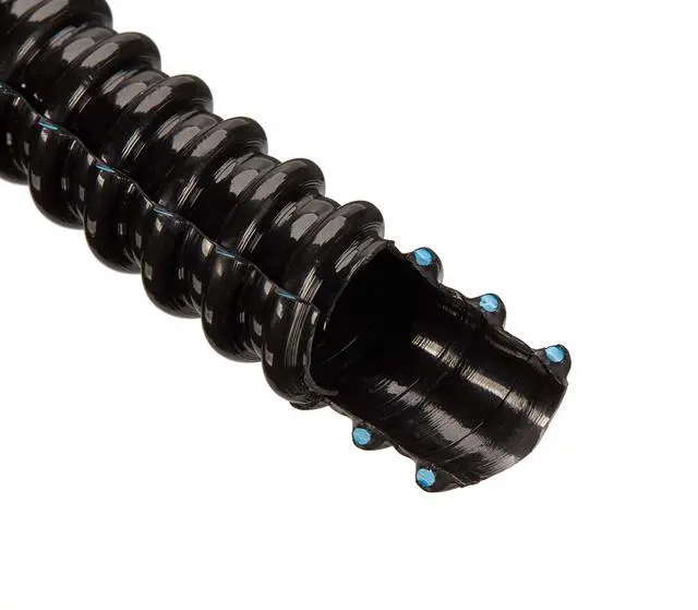 Alt view image 2 of 3 - (1" Dia x 100 ft, Black) Flexible Corrugated PVC Split Tubing and Convoluted Wire Loom