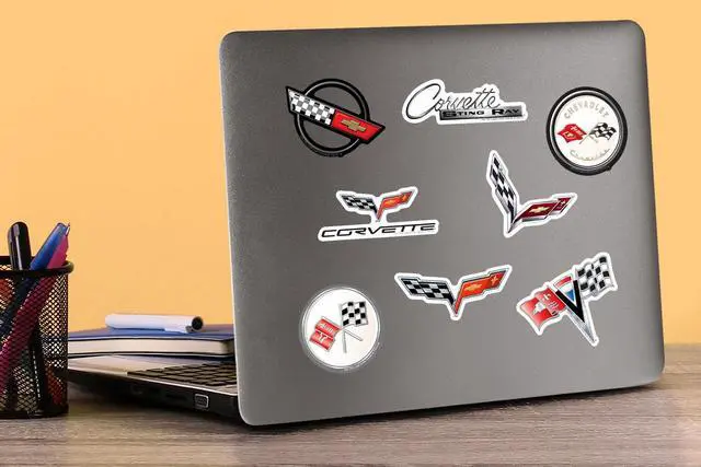 Alt view image 5 of 6 - Chevrolet Corvette 200 Vinyl Stickers Waterproof Die-Cut Decals Laptop Car