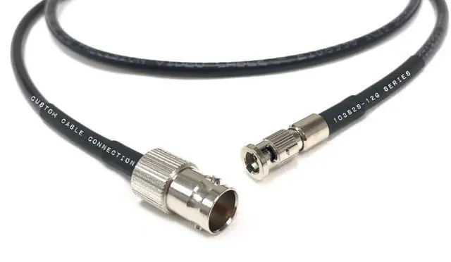 Alt view image 2 of 4 - 3 Foot Belden 4855R 12G Rated Standard BNC Female to High Density Micro BNC Male 3G/6G/12G HD-SDI Mini RG59 Video Adapter Cable