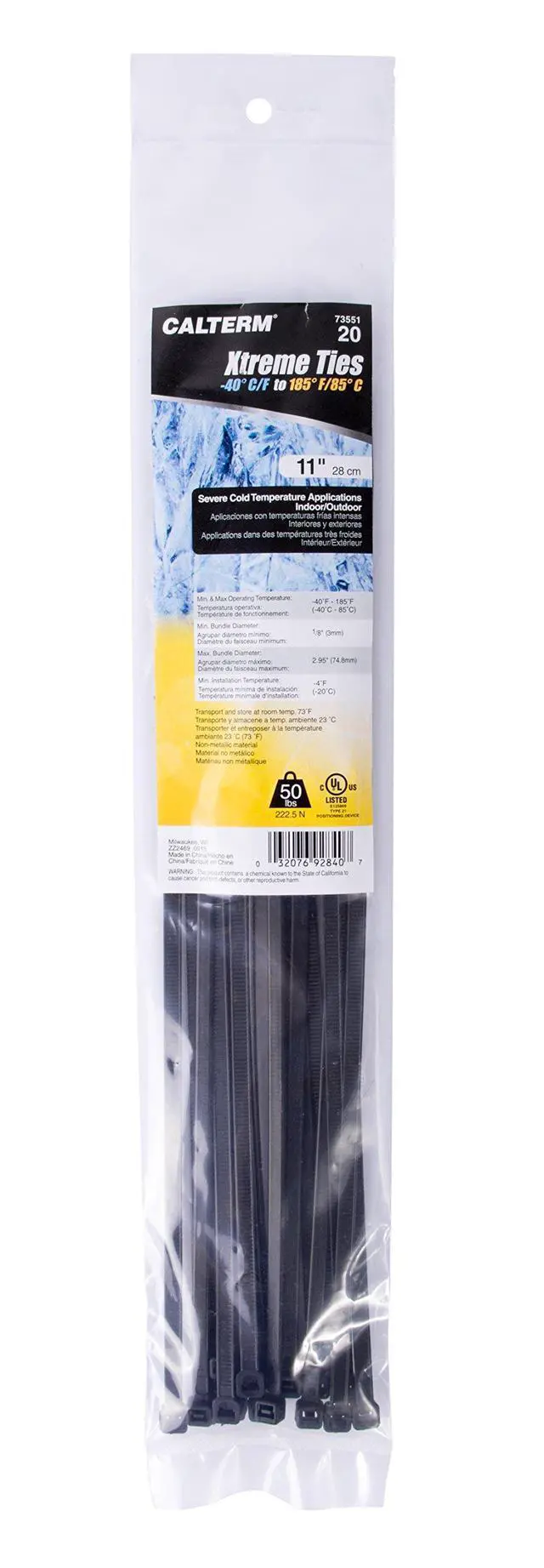 Alt view image 2 of 4 - 46-210UVB DoubleLock Cable Tie, 11 Inch., lbs. Tensile Strength, Wire / Cord Management Industrial and Household Use, Nylon Zip Tie, 100 Pk., UV Resistant Black