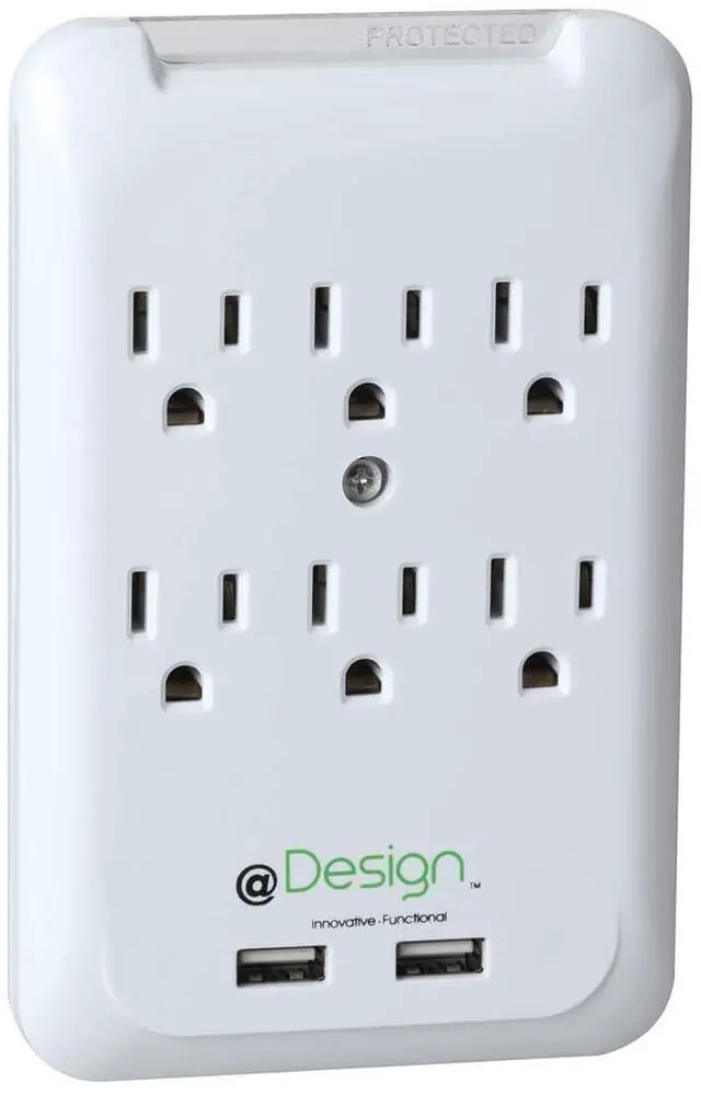Main image of 6-Outlet 2-USB Surge Protector Wall Tap