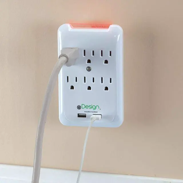 Alt view image 2 of 4 - 6-Outlet 2-USB Surge Protector Wall Tap