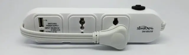 Alt view image 2 of 4 - SM-80USB 110v/220v Universal Power Strip with USB Compact and 2 Universal AC Outlets