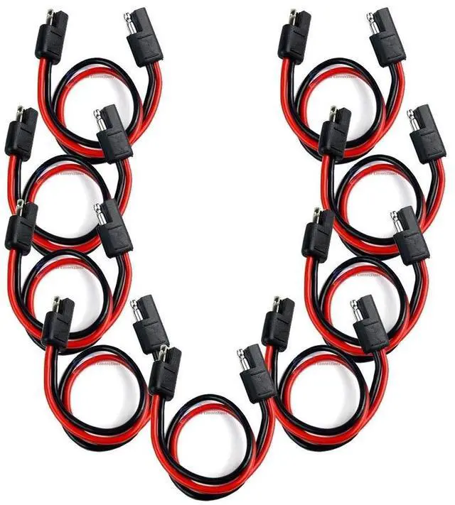 Main image of 10 Pack 14 Gauge 12" inch Long Quick Disconnect 2 Pin Polarized Molded Power Connectors