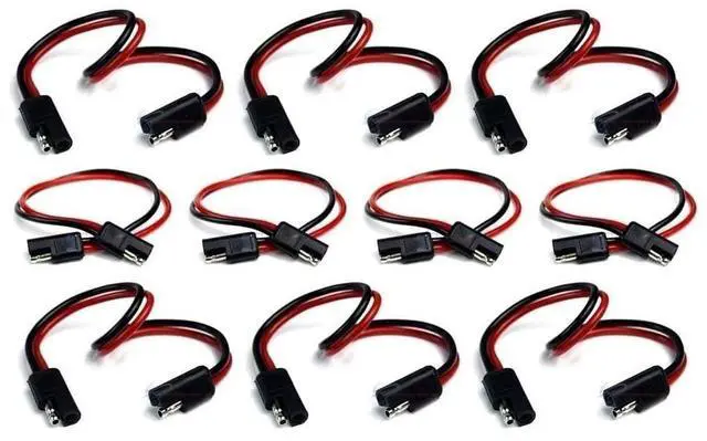 Main image of 10 Pack 12 Gauge 12" Quick Disconnect Polarized Inline Power Cable Wire Harness