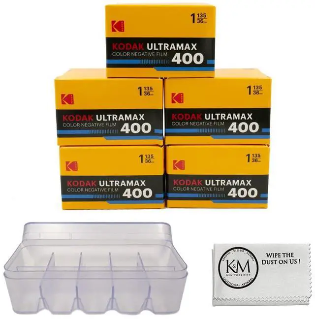 Main image of Eastman UltraMax 400 Color Negative Film | 35mm Roll Film (36 Exposures) 5 Rolls + Film Storage Case + Cloth