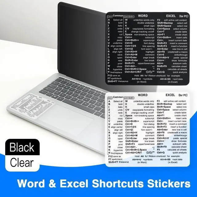 Alt view image 6 of 6 - Word & Excel Shortcut Stickers for Keyboard Microsoft Office Hotkey Labels, Laptop & Desktop Keyboard Shortcuts, Compatible with Windows, Study & Work Productivity Reference Guide (20, Clear)