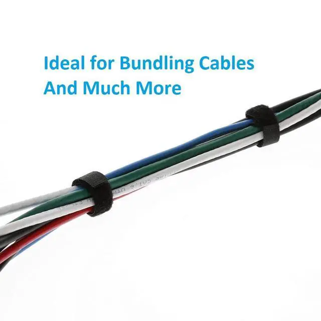 Alt view image 3 of 4 - 6 Inch (100-pack) Hook and Loop Self Gripping Fastening Cable Ties 1/2" Width - Multipurpose Microfiber Cloth Cable Organizer Self Adesive Pre-Cut Straps