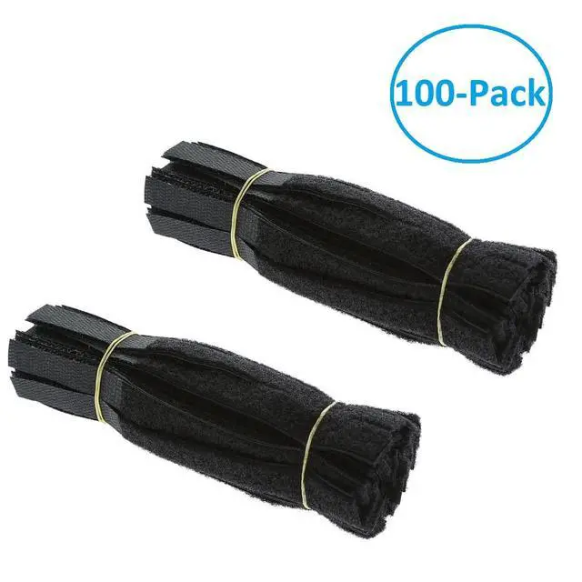 Alt view image 2 of 4 - 6 Inch (100-pack) Hook and Loop Self Gripping Fastening Cable Ties 1/2" Width - Multipurpose Microfiber Cloth Cable Organizer Self Adesive Pre-Cut Straps