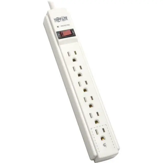 Alt view image 5 of 6 - Outlet Strip, Surge, 6 5-15R, 5-15P, 6 ft., Light Gray TLP606-1 Each