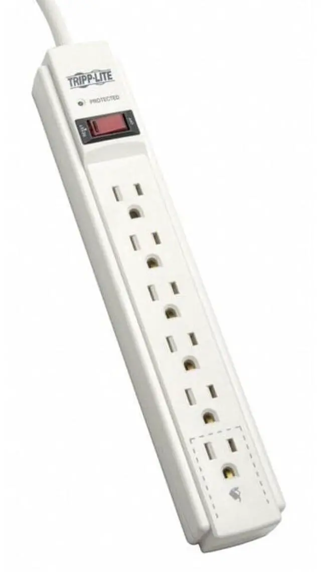 Main image of Outlet Strip, Surge, 6 5-15R, 5-15P, 6 ft., Light Gray TLP606-1 Each