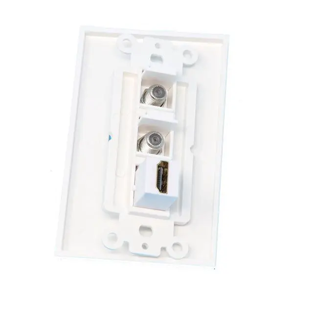 Alt view image 2 of 2 - 1 Port HDMI 2 Port Coax Cable TV- F-Type Decorative Wall Plate - White