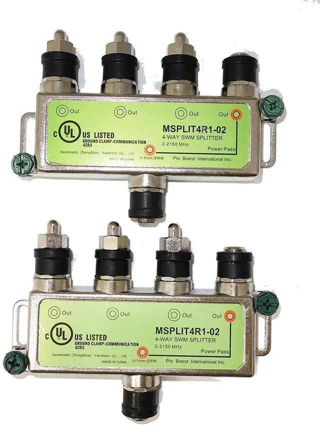 Main image of Directv SWM Approved 4-Way Splitter by Pro Brand (2-Pack)