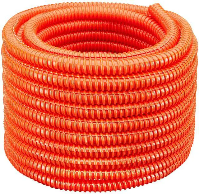 Main image of (1" Dia x 100 ft, Orange) Flexible Corrugated PVC Split Tubing and Convoluted Wire Loom